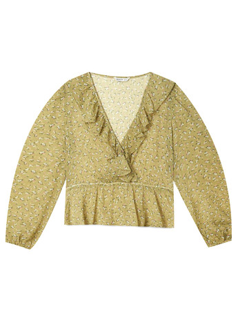 Оливкова блуза з баскою Stradivarius