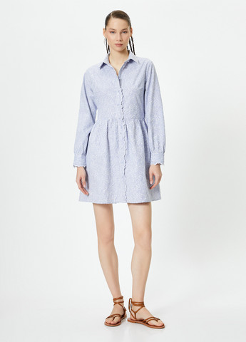Светло-синее кэжуал платье рубашка KOTON в полоску