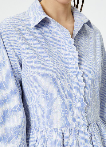 Светло-синее кэжуал платье рубашка KOTON в полоску