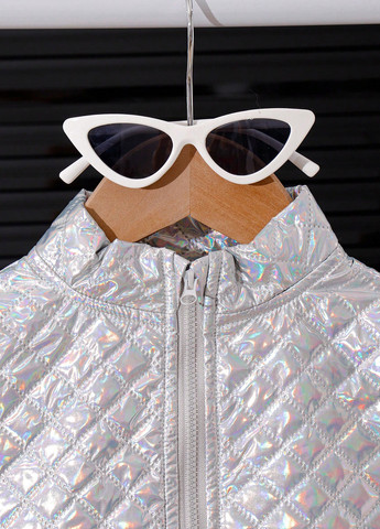 Серебристая демисезонная куртка куртка-лайнер SHEIN