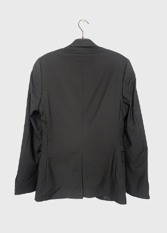 Пиджак H&M однобортный однотонный чёрный деловой шерсть