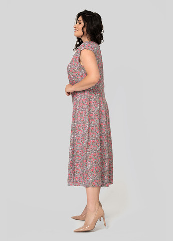 Серое кэжуал платье а-силуэт A'll Posa с цветочным принтом