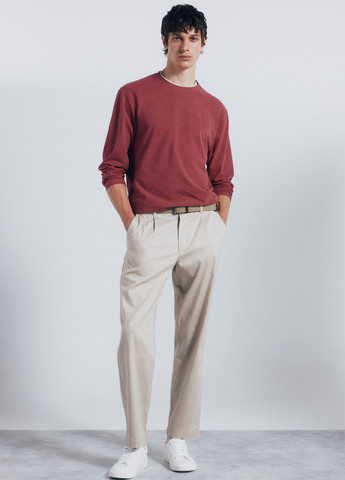 Лонгслів Springfield меланж світло-бордовий кежуали бавовна