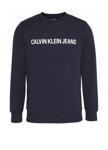 Синий свитшот Calvin Klein логотип без декора (302147026)