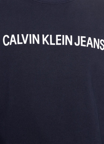 Синий свитшот Calvin Klein логотип без декора (302147026)
