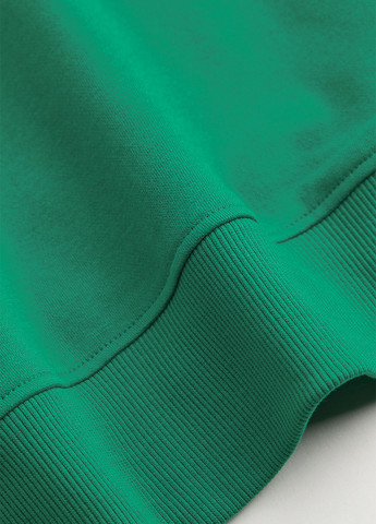 Свитшот H&M - Прямой крой однотонный зеленый кэжуал хлопок, трикотаж, футер - (292951313)