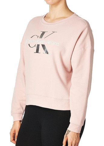 Свитшот Calvin Klein - Свободный крой логотип розовый кэжуал трикотаж, хлопок - (259888649)