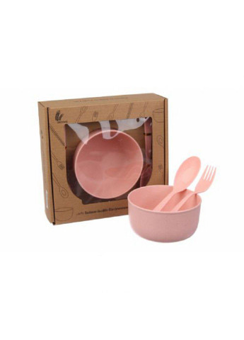 Набор посуды из экопластика (3 предмета), розовый (68-192) No Brand темно-розовые