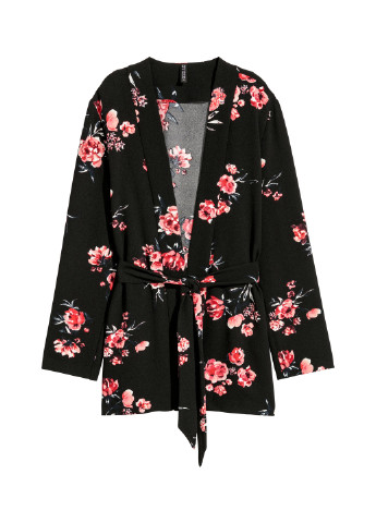 Черный кэжуал пиджак H&M - с цветочным узором - всесезон