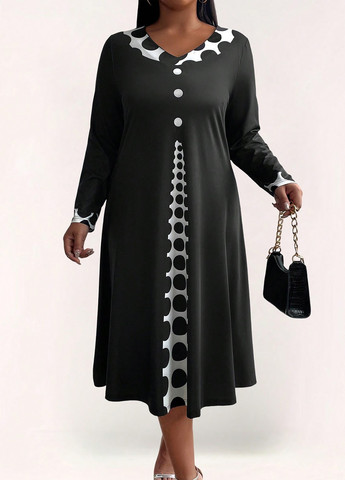 Чорно-білий кежуал сукня а-силует SHEIN з малюнком