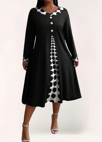 Чорно-білий кежуал сукня а-силует SHEIN з малюнком