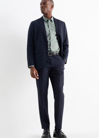 Серо-зеленая кэжуал рубашка однотонная C&A