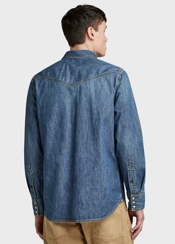 Синяя джинсовая рубашка однотонная G-Star Raw