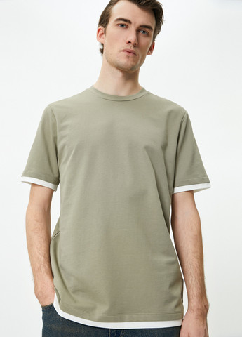 Серо-зеленая футболка KOTON