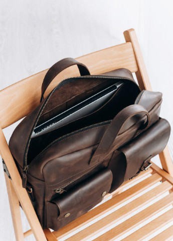 Стильная и функциональная мужская сумка ручной работы из натуральной винтажной кожи коричневого цвета Boorbon (253449135)