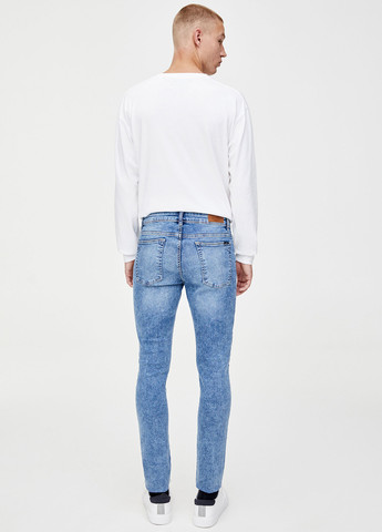 Синие демисезонные скинни джинсы Pull&Bear