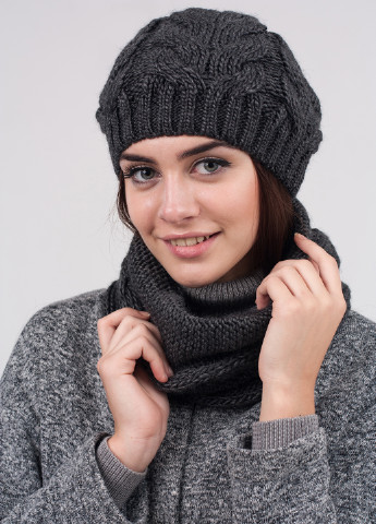 Серый зимний комплект (шапка, шарф) Bakhur