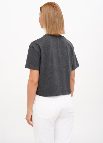 Темно-сіра літня укорочена жіноча футболка KASTA design