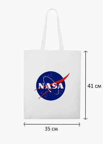 Эко сумка шоппер белая НАСА (NASA) (9227-1955-WT2) Еко сумка шоппер біла 41*35 см MobiPrint (219124520)
