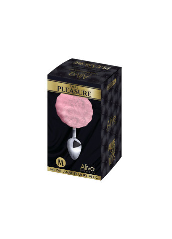 Металева анальна пробка Кролячий хвостик Fluffly Plug M Pink Alive (254785308)