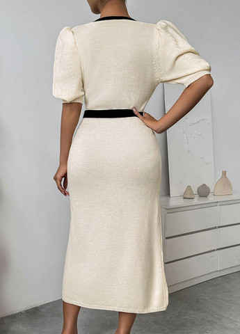 Айвори праздничный, коктейльное, деловое платье платье-свитер SHEIN однотонное