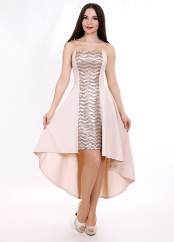 Бледно-розовое коктейльное платье клеш Enigma