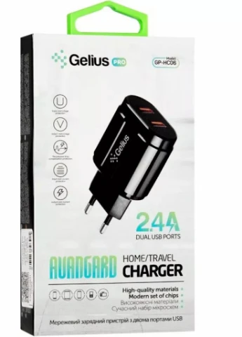 Зарядное устройство Pro Avangard GP-HC06 2USB 2.4A + Cable iPhone X Black (00000075587) Gelius (216637867)