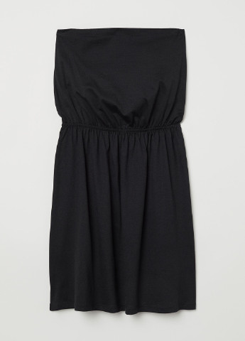 Черное кэжуал платье бандо, клеш H&M