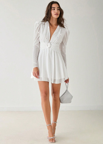 Білий кежуал, святковий сукня кльош SHEIN однотонна