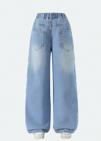 Синие демисезонные палаццо джинсы SHEIN