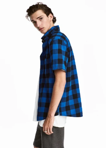 Синяя рубашка однотонная H&M