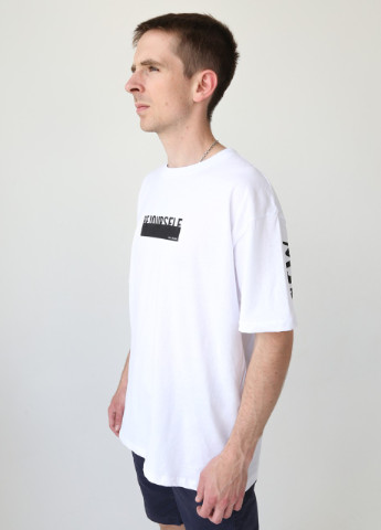 Белая футболка мужская белая широкая с принтом JEANSclub Свободная