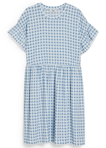 Блакитна кежуал сукня сукня-футболка C&A в клітинку