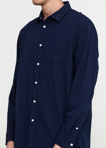 Темно-синяя кэжуал рубашка меланж Livergy с длинным рукавом