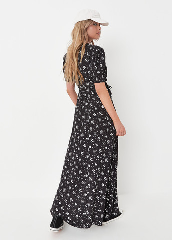 Чорна кежуал сукня на запах Missguided з квітковим принтом