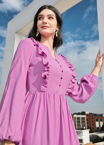 Сиреневое кэжуал платье а-силуэт SHEIN однотонное