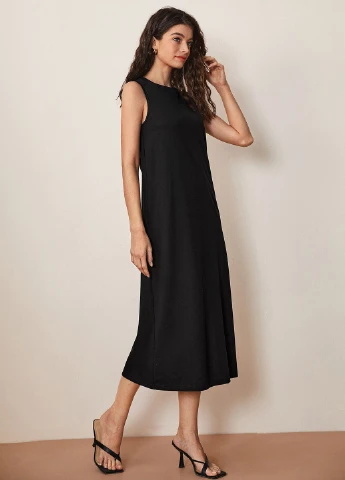 Черное кэжуал платье платье-майка SHEIN однотонное