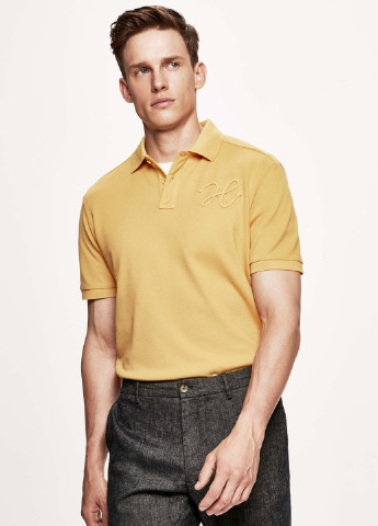 Желтая футболка-поло для мужчин Hackett однотонная