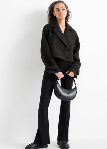 Чорне Кежуал напівпальто двобортне C&A однотонне