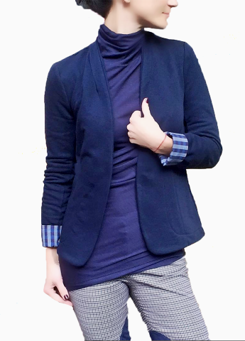 Жакет La Lim з довгим рукавом однотонний синій кежуал