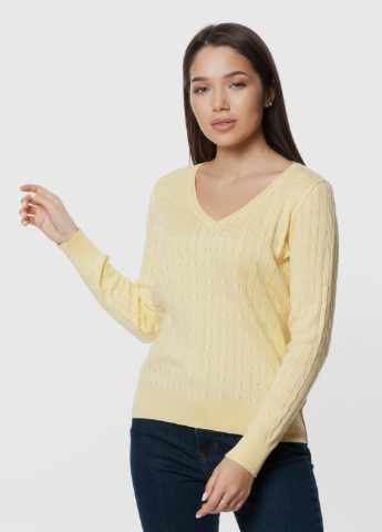 Желтый демисезонный свитер женский Arber V-neck WK2 WTR97