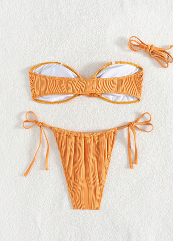 Оранжевый летний купальник (лиф, трусики) бандо SHEIN