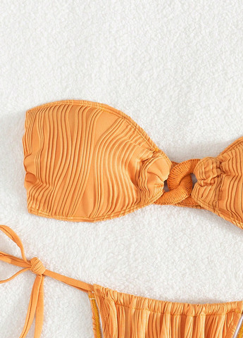 Оранжевый летний купальник (лиф, трусики) бандо SHEIN