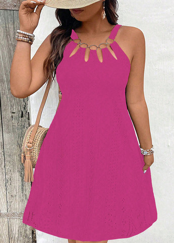 Фуксинова (кольору Фукія) святковий, кежуал сукня а-силует SHEIN однотонна