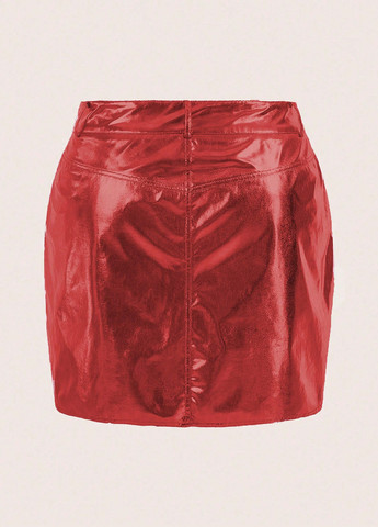 Красная кэжуал однотонная юбка SHEIN