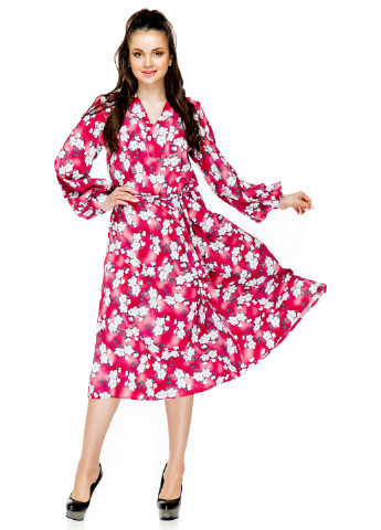 Красное кэжуал платье миди Alpama с цветочным принтом