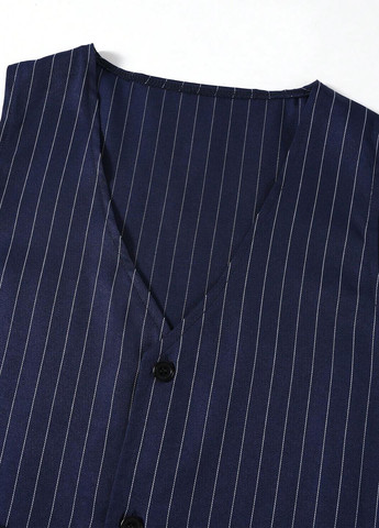 Темно-синий демисезонный костюм (рубашка, жилет, брюки) тройка, с рубашкой, брючный SHEIN