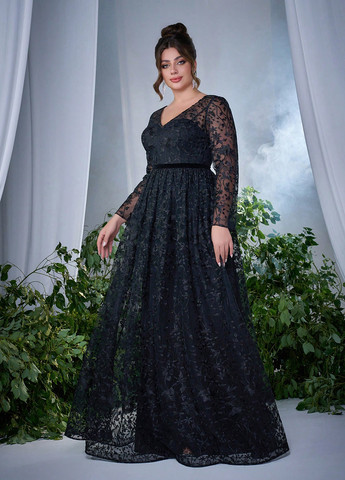 Чорна вечірня сукня SHEIN з квітковим принтом