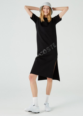 Чорна кежуал, спортивна сукня сукня-футболка Lacoste з логотипом