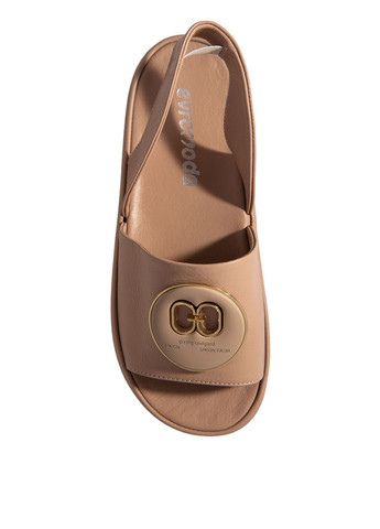 Бежевые босоножки Evromoda без застежки с аппликацией